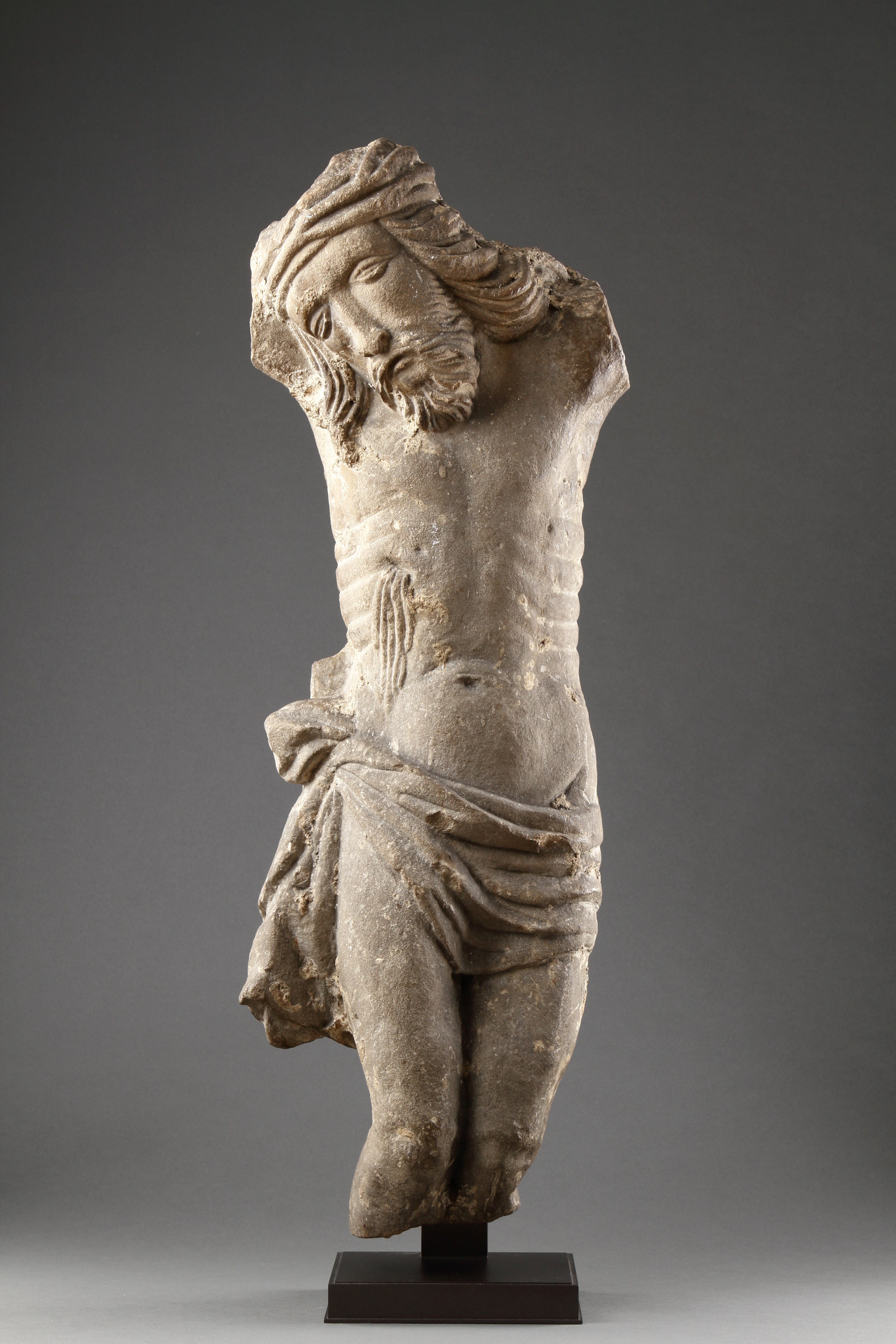A Large and Finely Carved Stone Torso of Christ